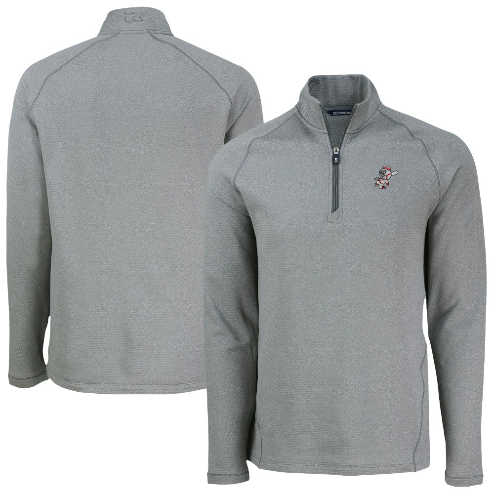 Cincinnati Reds Cutter & Buck Peshastin Eco Fleece Recycled Raglan Quarter-Zip Top - Heather Gray