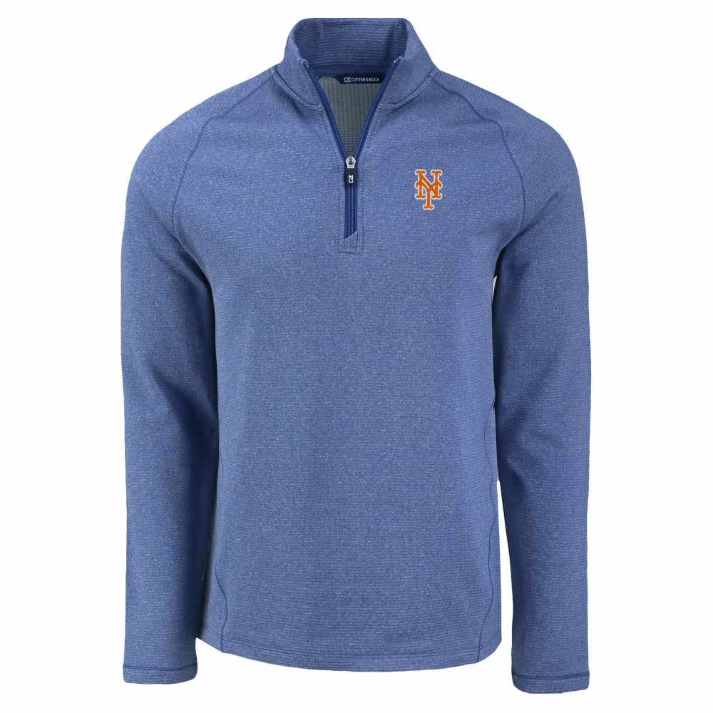 New York Mets Cutter & Buck Peshastin Eco Fleece Recycled Raglan Quarter-Zip Top - Heather Blue