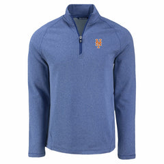 New York Mets Cutter & Buck Peshastin Eco Fleece Recycled Raglan Quarter-Zip Top - Heather Blue
