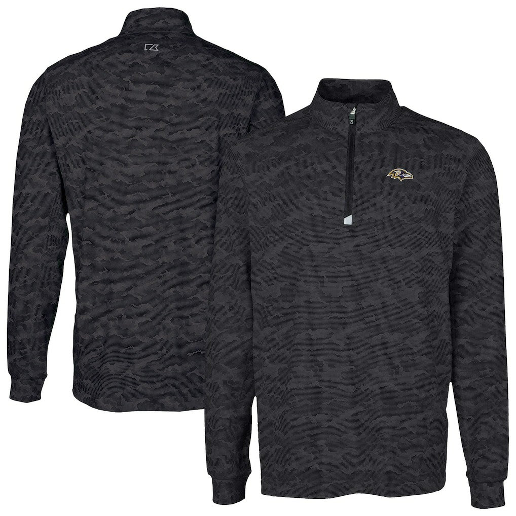 NFL Baltimore Ravens Cutter & Buck Traverse Camo Print Stretch Quarter-Zip Top