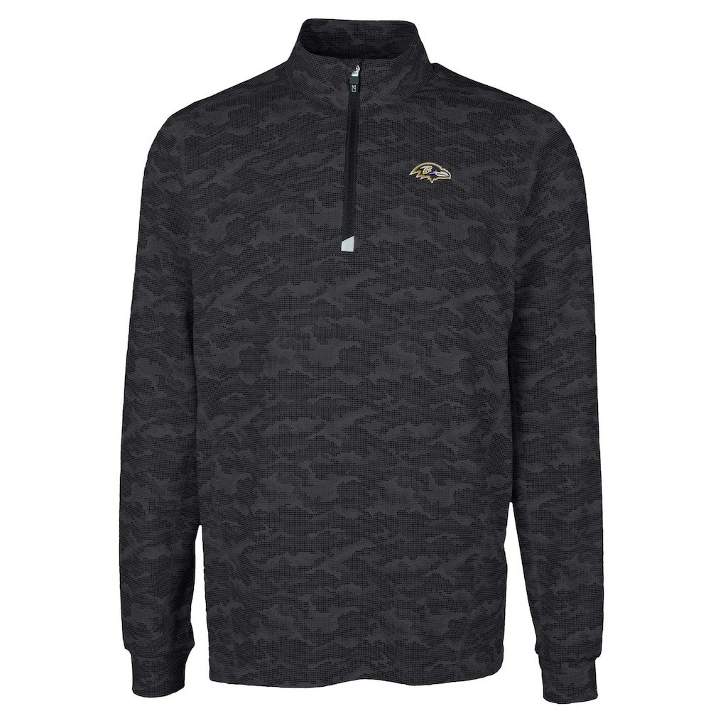 NFL Baltimore Ravens Cutter & Buck Traverse Camo Print Stretch Quarter-Zip Top