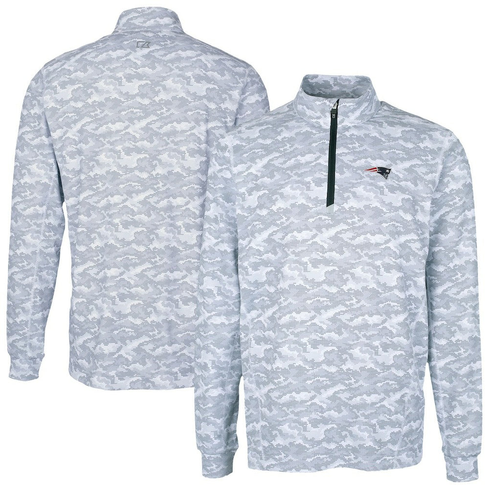 NFL New England Patriots Cutter & Buck Traverse Camo Print Stretch Quarter-Zip Top