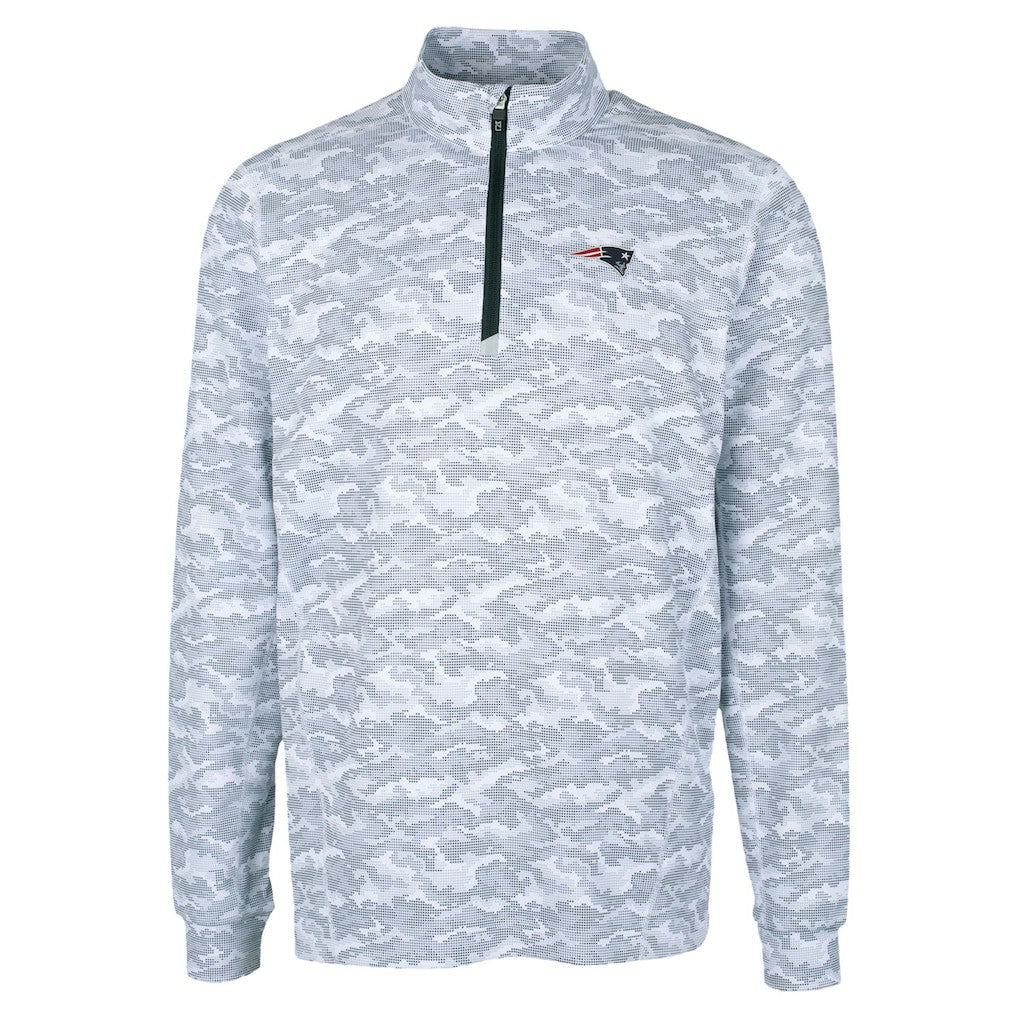 NFL New England Patriots Cutter & Buck Traverse Camo Print Stretch Quarter-Zip Top