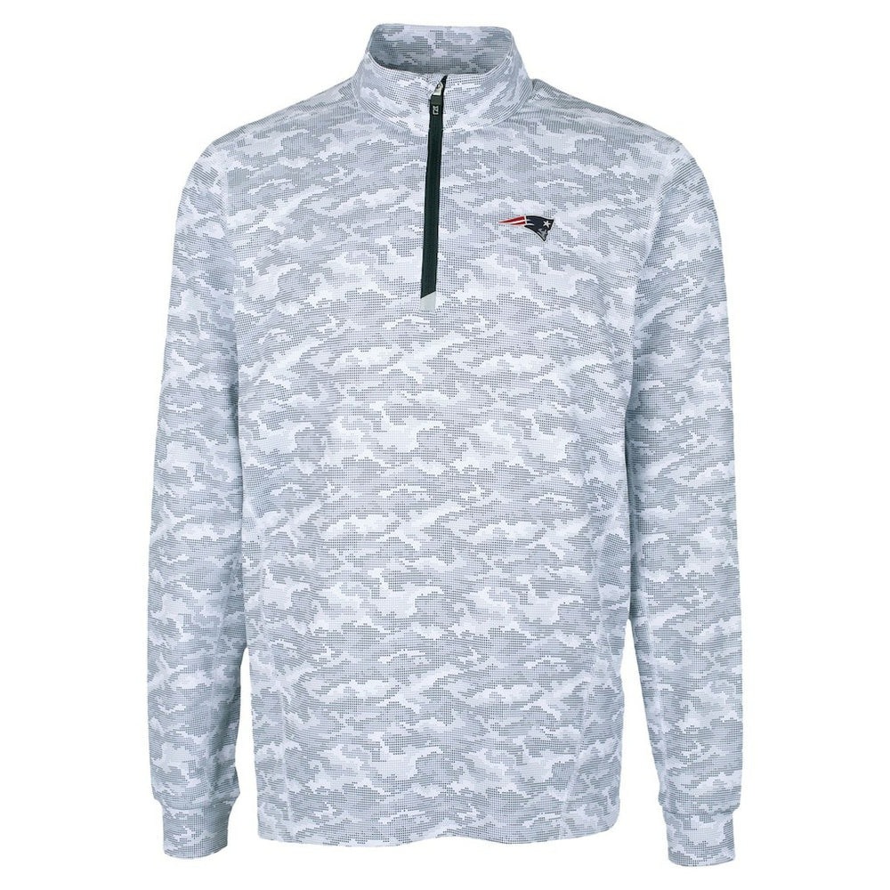 NFL New England Patriots Cutter & Buck Traverse Camo Print Stretch Quarter-Zip Top