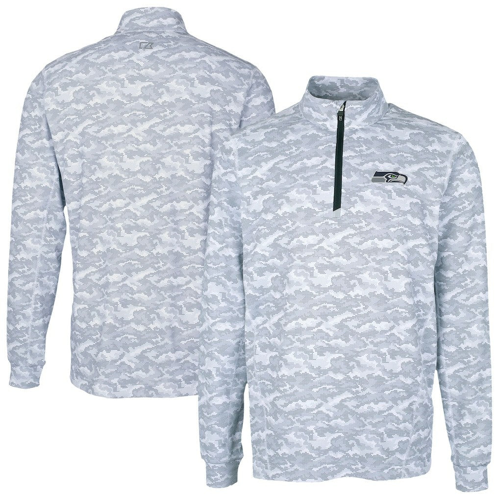 NFL Seattle Seahawks Cutter & Buck Traverse Camo Print Stretch Quarter-Zip Top