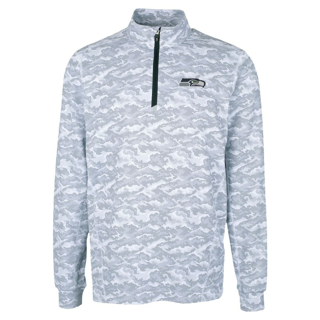 NFL Seattle Seahawks Cutter & Buck Traverse Camo Print Stretch Quarter-Zip Top