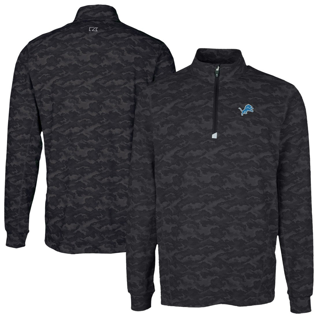 NFL Detroit Lions Cutter & Buck Traverse Camo Print Stretch Quarter-Zip Top