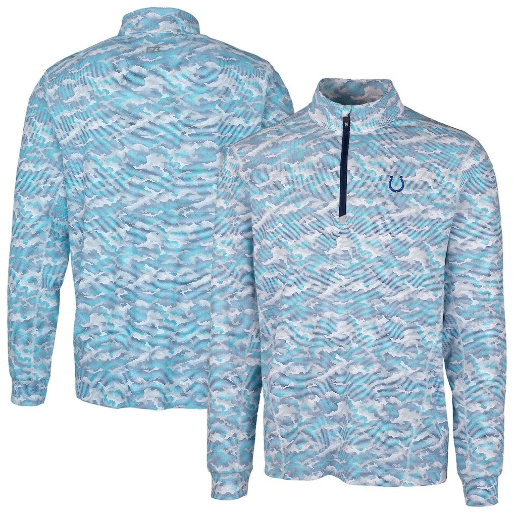NFL Indianapolis Colts Cutter & Buck Traverse Camo Print Stretch Quarter-Zip Pullover Top