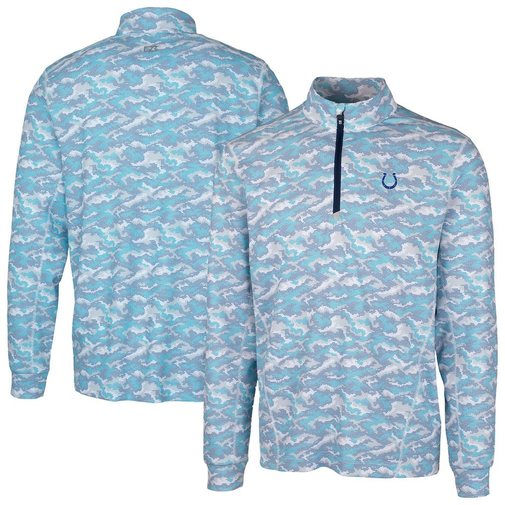 NFL Indianapolis Colts Cutter & Buck Traverse Camo Print Stretch Quarter-Zip Pullover Top