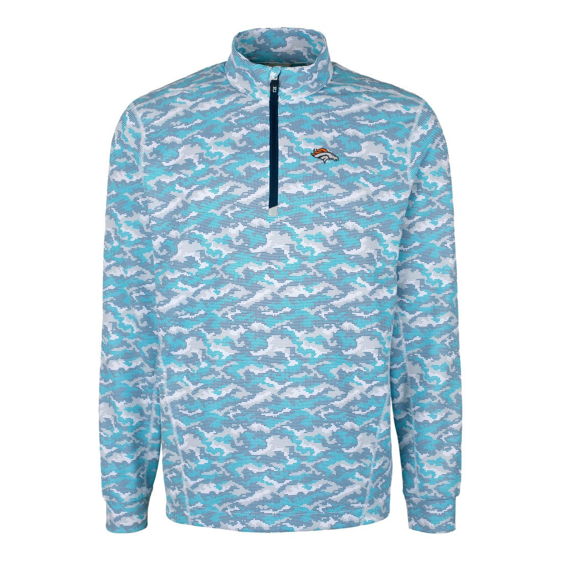 NFL Denver Broncos Cutter & Buck Traverse Camo Print Stretch Quarter-Zip Pullover Top