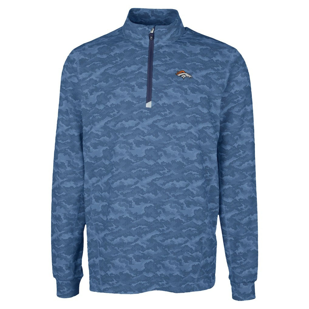NFL Denver Broncos Cutter & Buck Traverse Camo Print Stretch Quarter-Zip Top