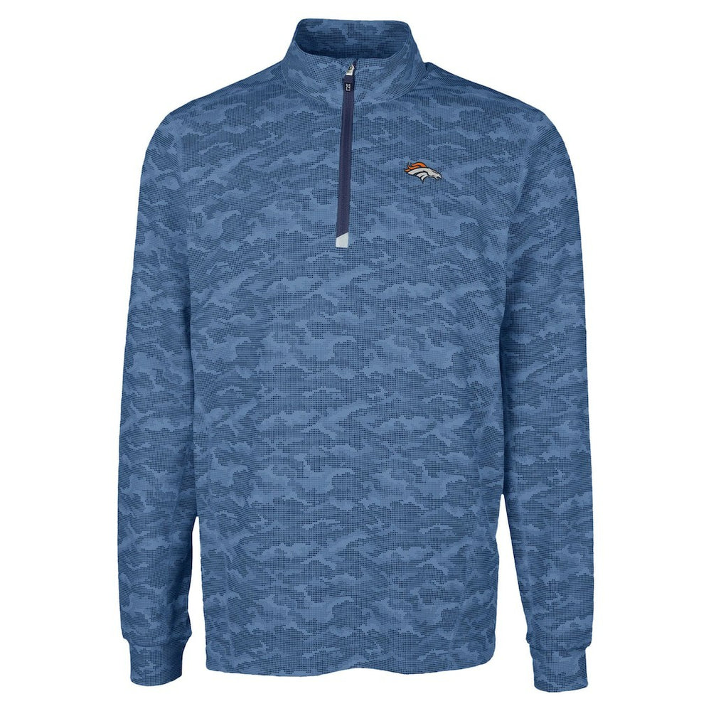 NFL Denver Broncos Cutter & Buck Traverse Camo Print Stretch Quarter-Zip Top