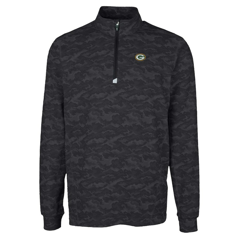 NFL Green Bay Packers Cutter & Buck Traverse Camo Print Stretch Quarter-Zip Top
