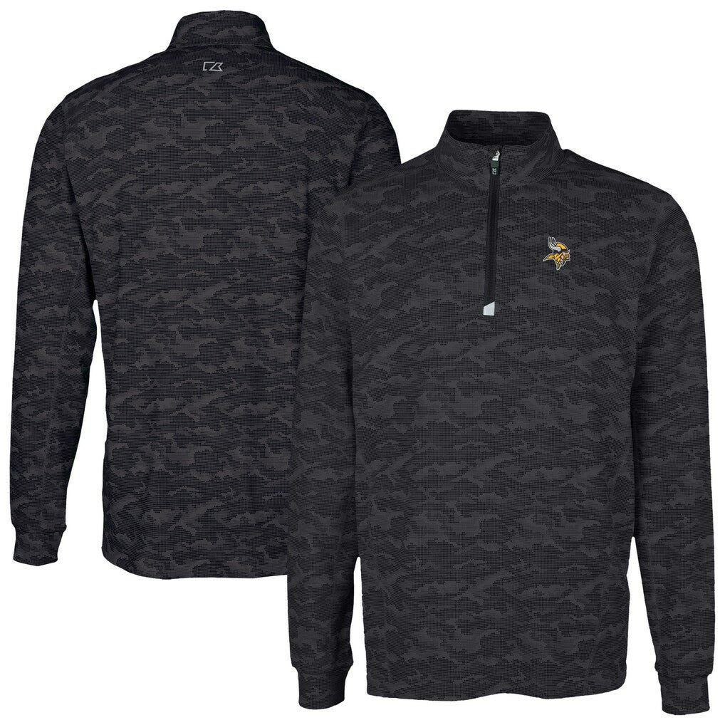 NFL Minnesota Vikings Cutter & Buck Traverse Camo Print Stretch Quarter-Zip Top