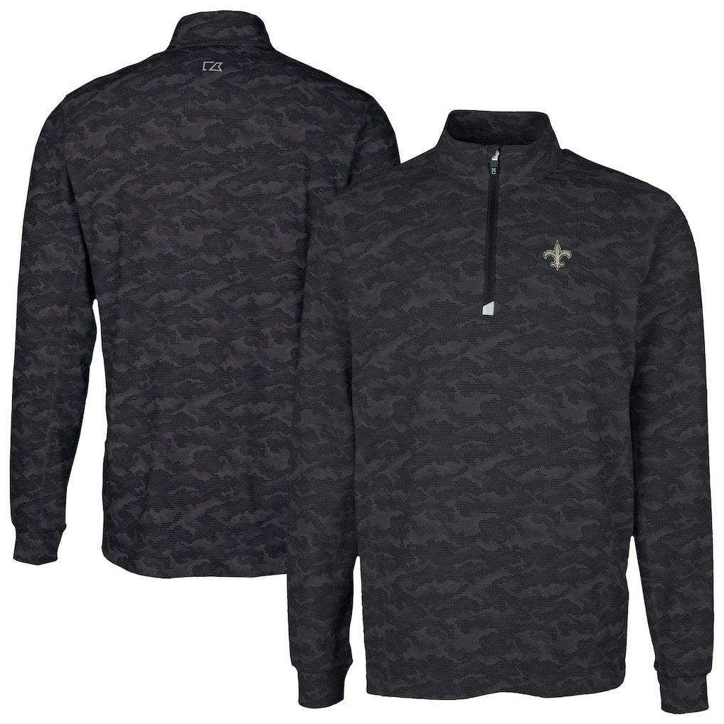 NFL New Orleans Saints Cutter & Buck Traverse Camo Print Stretch Quarter-Zip Top