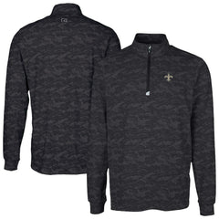 NFL New Orleans Saints Cutter & Buck Traverse Camo Print Stretch Quarter-Zip Top