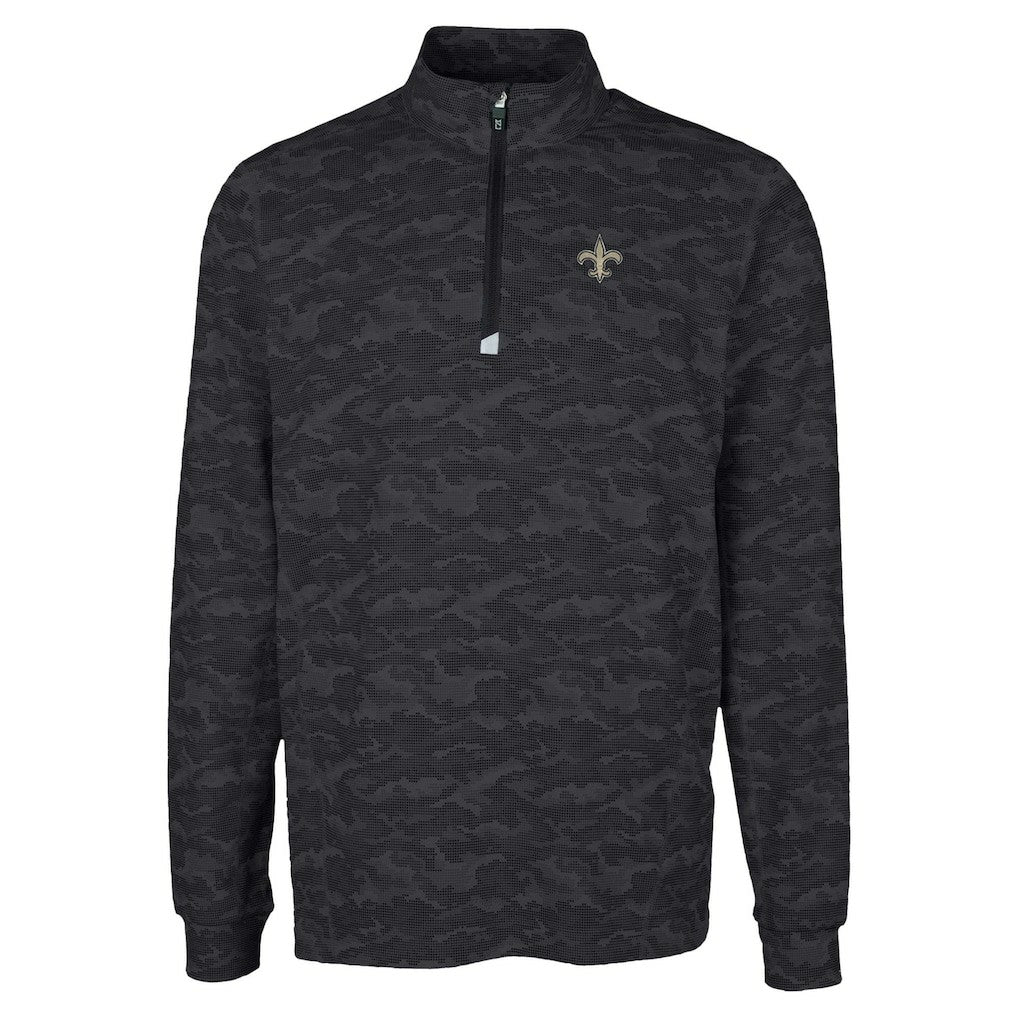 NFL New Orleans Saints Cutter & Buck Traverse Camo Print Stretch Quarter-Zip Top