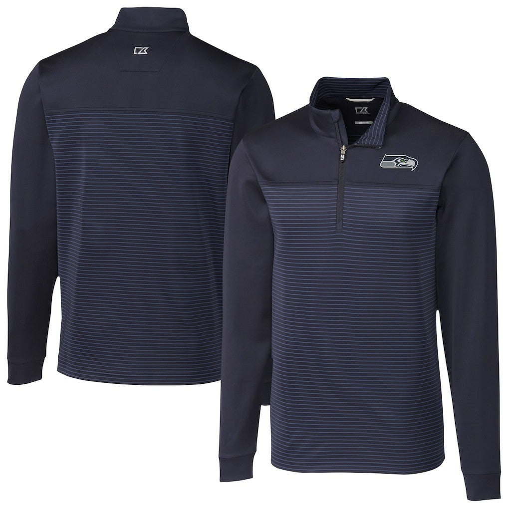 NFL Seattle Seahawks Cutter & Buck Traverse Stripe Stretch DryTec Quarter-Zip Top