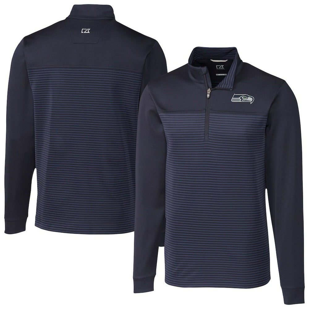 NFL Seattle Seahawks Cutter & Buck Traverse Stripe Stretch DryTec Quarter-Zip Top