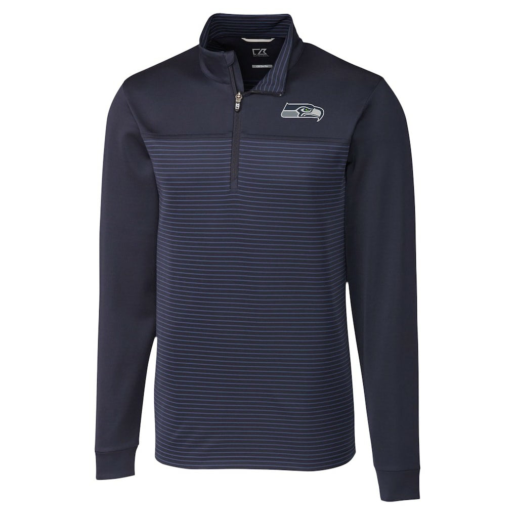 NFL Seattle Seahawks Cutter & Buck Traverse Stripe Stretch DryTec Quarter-Zip Top