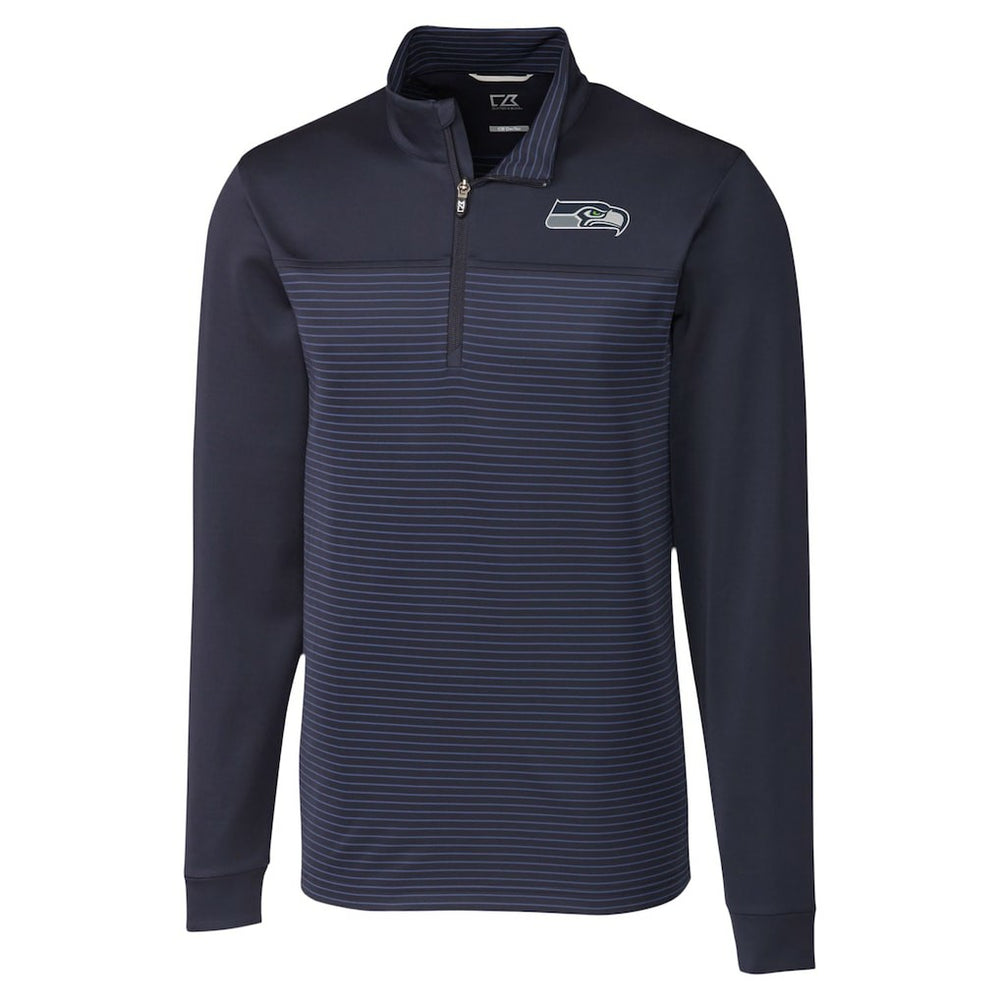 NFL Seattle Seahawks Cutter & Buck Traverse Stripe Stretch DryTec Quarter-Zip Top