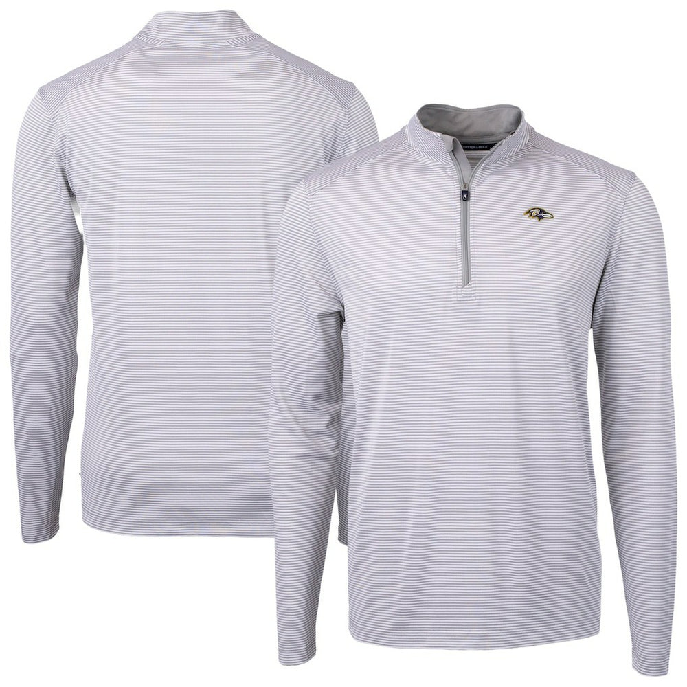 NFL Baltimore Ravens Cutter & Buck Virtue Eco Pique Micro Stripe Quarter-Zip Jacket