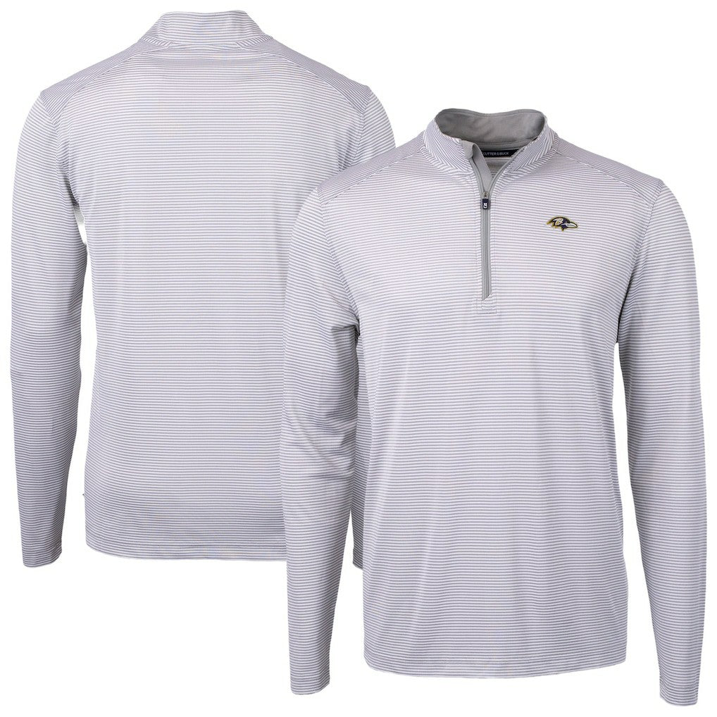 NFL Baltimore Ravens Cutter & Buck Virtue Eco Pique Micro Stripe Quarter-Zip Jacket