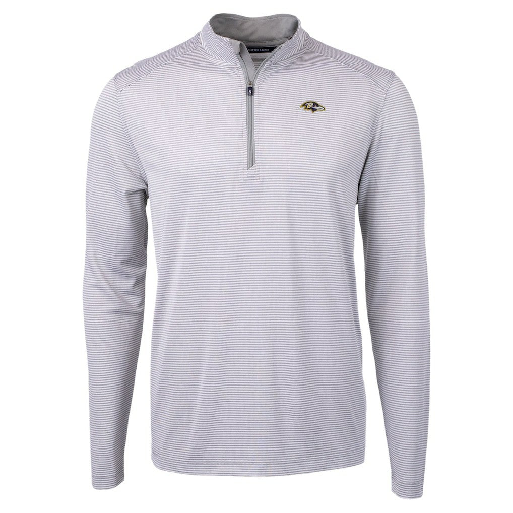 NFL Baltimore Ravens Cutter & Buck Virtue Eco Pique Micro Stripe Quarter-Zip Jacket