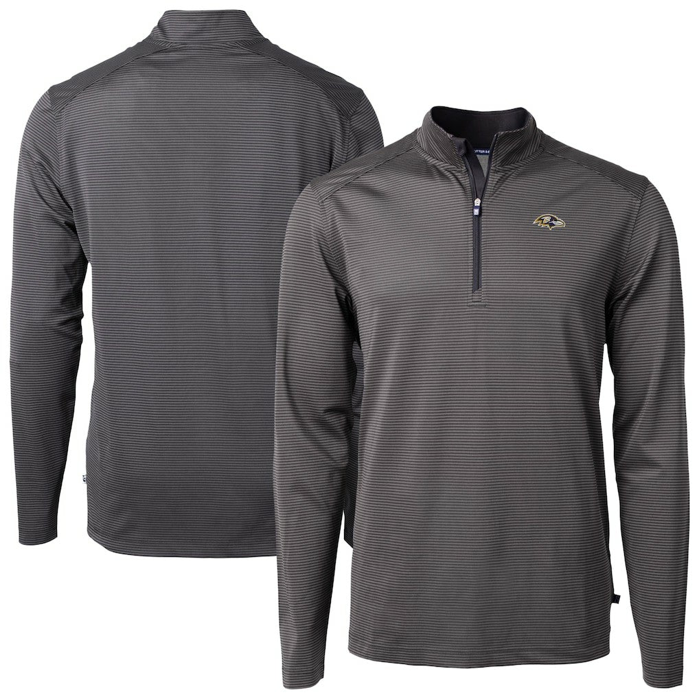 NFL Baltimore Ravens Cutter & Buck Virtue Eco Pique Micro Stripe Quarter-Zip Jacket