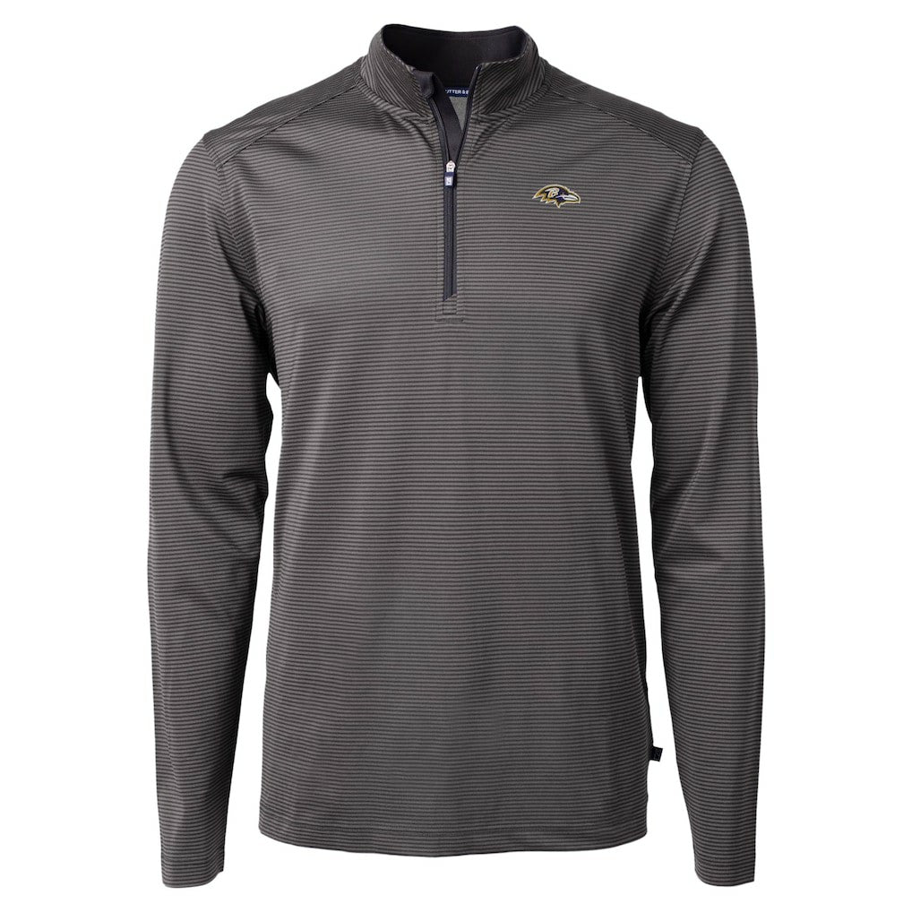 NFL Baltimore Ravens Cutter & Buck Virtue Eco Pique Micro Stripe Quarter-Zip Jacket