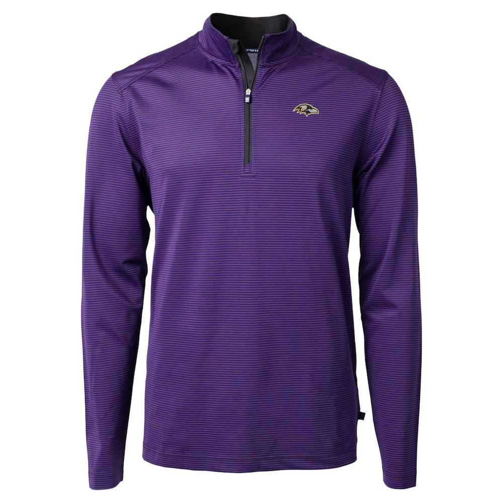 NFL Baltimore Ravens Cutter & Buck Virtue Eco Pique Micro Stripe Quarter-Zip Jacket