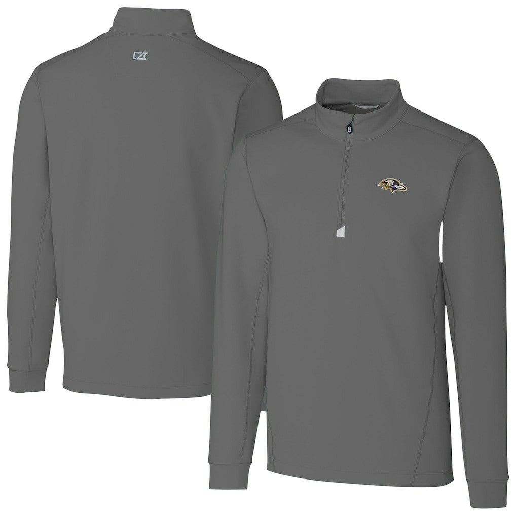 NFL Baltimore Ravens Cutter & Buck Big & Tall Traverse Eco Tri-Blend DryTec Quarter-Zip Jacket