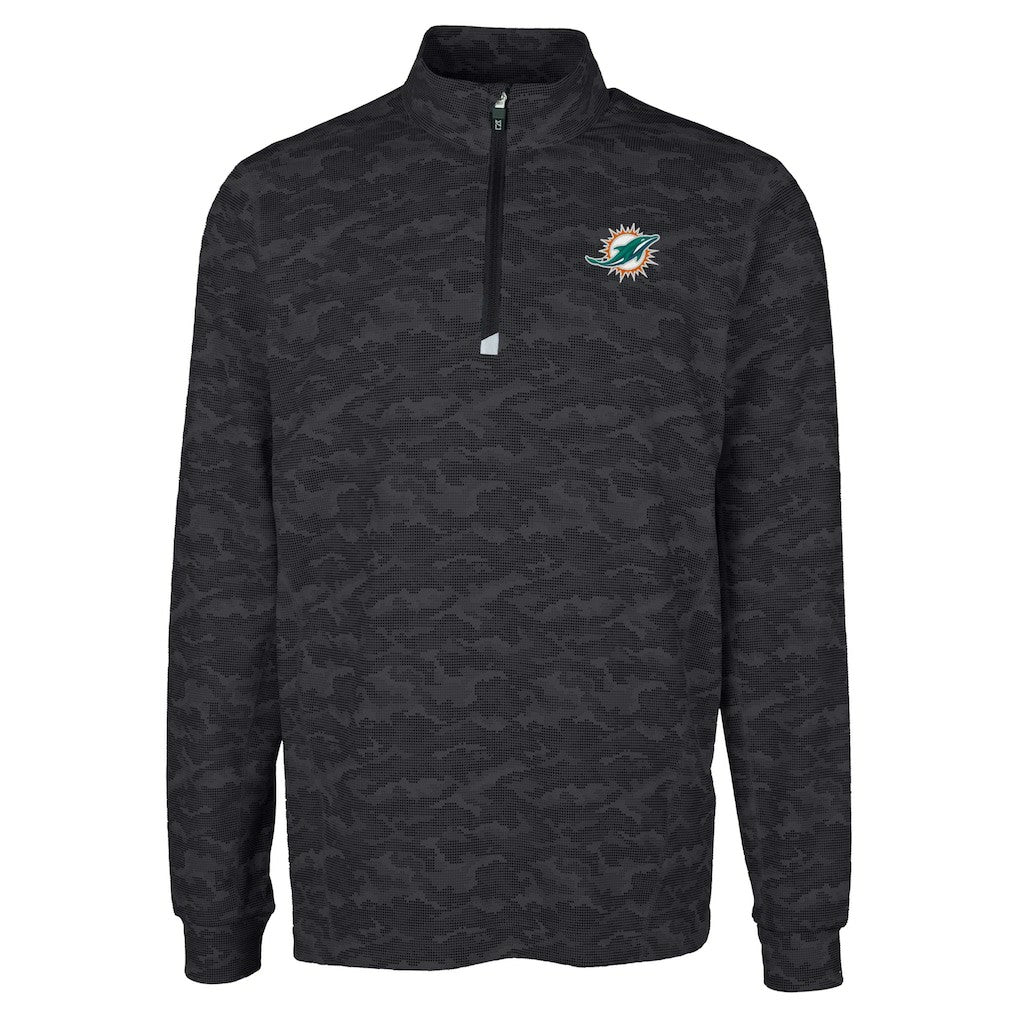 NFL Miami Dolphins Cutter & Buck Big & Tall Traverse Eco Camo Tri-Blend DryTec Quarter-Zip Jacket