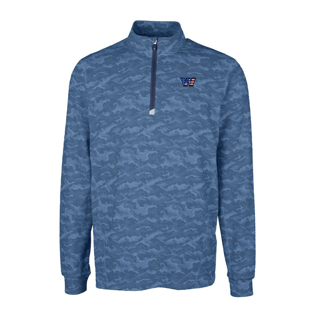 NFL Washington Commanders Cutter & Buck Big & Tall Americana Traverse Eco Camo Tri-Blend DryTec Quarter-Zip Jacket