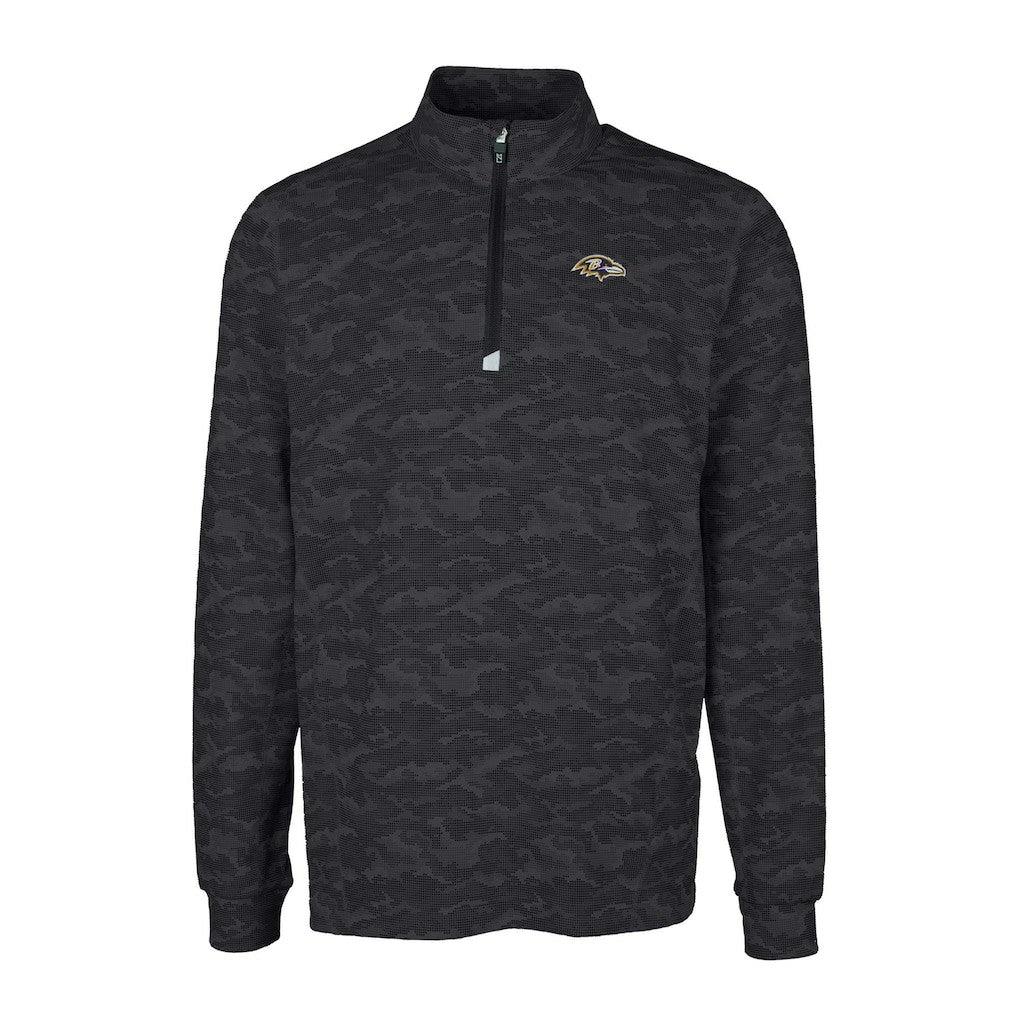 NFL Baltimore Ravens Cutter & Buck Big & Tall Traverse Eco Camo Tri-Blend DryTec Quarter-Zip Jacket