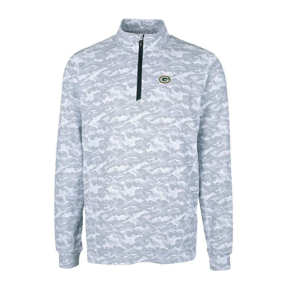 NFL Green Bay Packers Cutter & Buck Big & Tall Traverse Eco Camo Tri-Blend DryTec Quarter-Zip Jacket