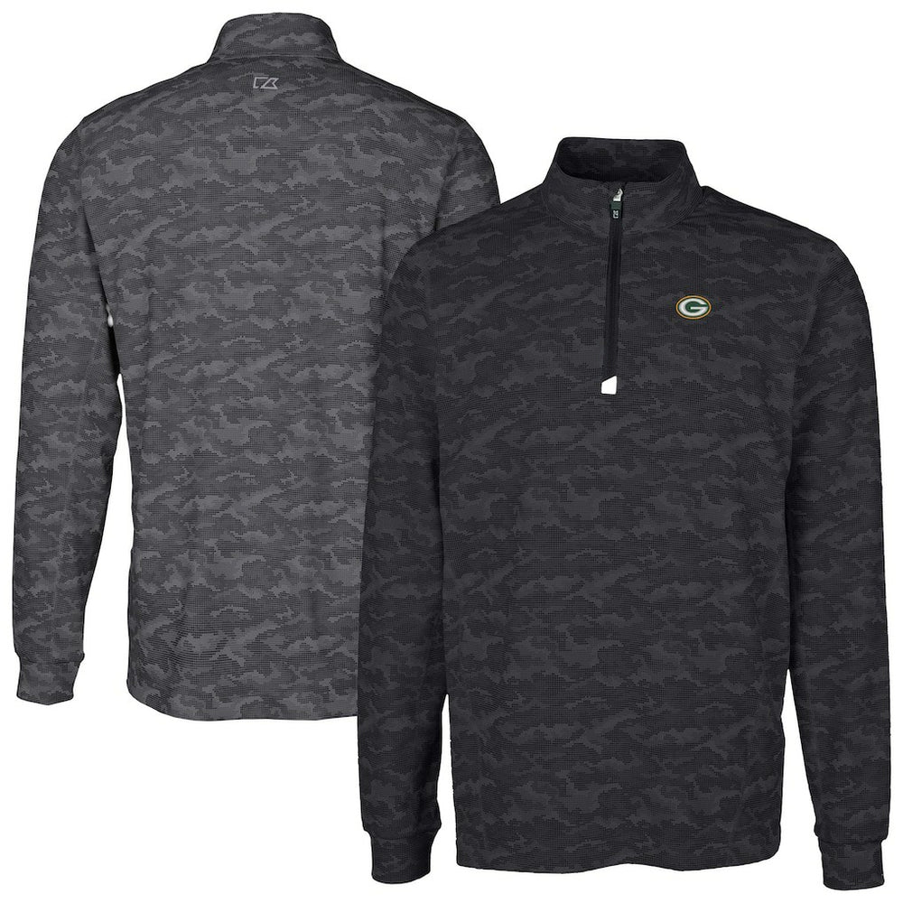 NFL Green Bay Packers Cutter & Buck Big & Tall Traverse Eco Camo Tri-Blend DryTec Quarter-Zip Jacket