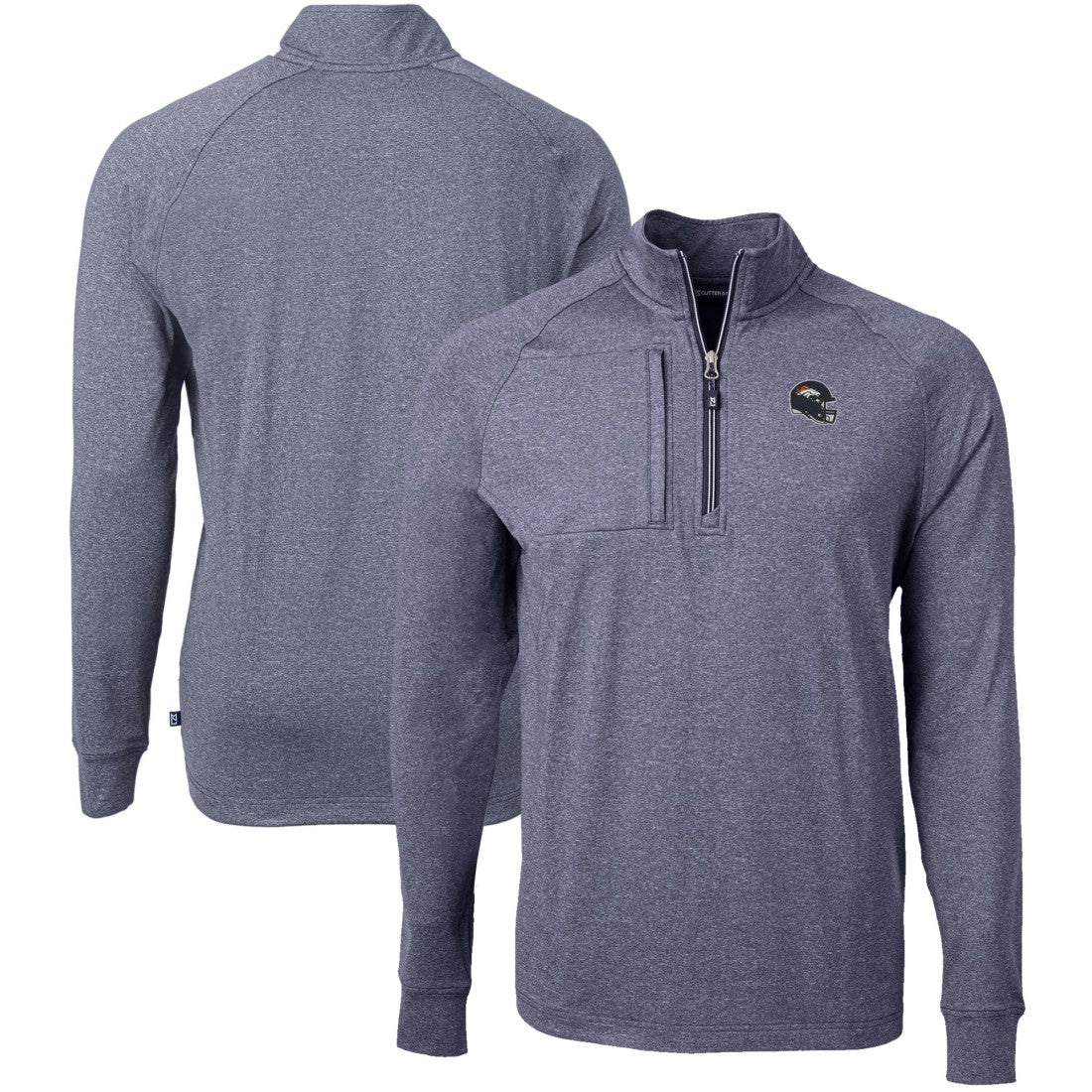 NFL Denver Broncos Cutter & Buck Big & Tall Adapt Eco Raglan Quarter-Zip Jacket
