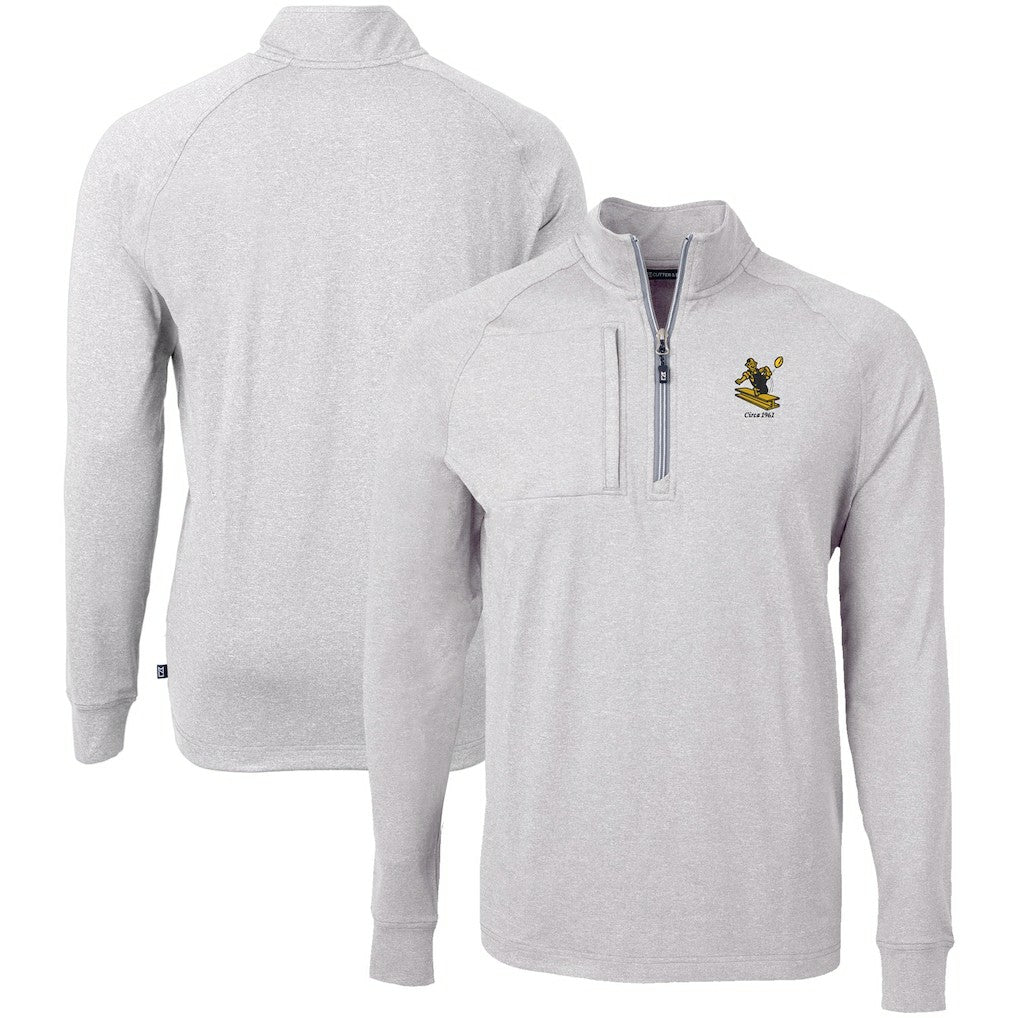 NFL Pittsburgh Steelers Cutter & Buck Big & Tall Adapt Eco Raglan Quarter-Zip Jacket