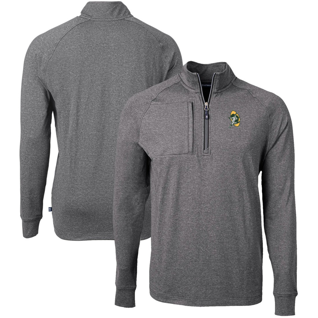 NFL Green Bay Packers Cutter & Buck Big & Tall Adapt Eco Raglan Quarter-Zip Jacket