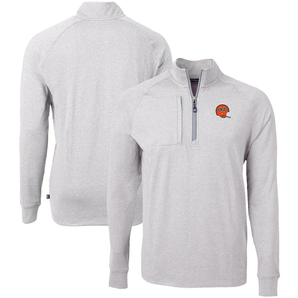 NFL Cincinnati Bengals Cutter & Buck Big & Tall Adapt Eco Raglan Quarter-Zip Jacket