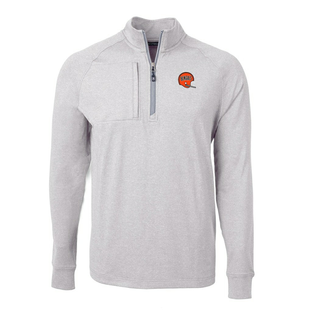 NFL Cincinnati Bengals Cutter & Buck Big & Tall Adapt Eco Raglan Quarter-Zip Jacket