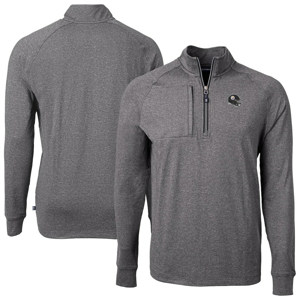 NFL Pittsburgh Steelers Cutter & Buck Big & Tall Adapt Eco Raglan Quarter-Zip Jacket