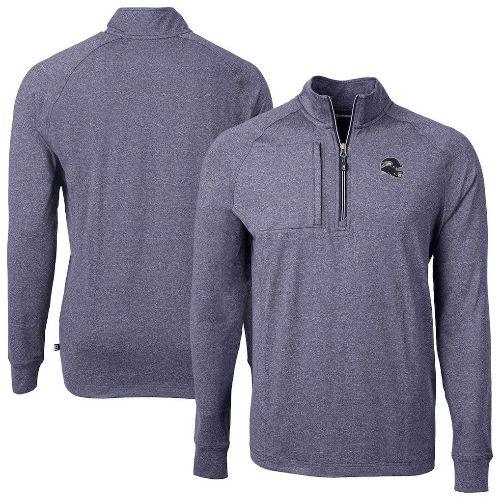 NFL Seattle Seahawks Cutter & Buck Big & Tall Adapt Eco Raglan Quarter-Zip Jacket