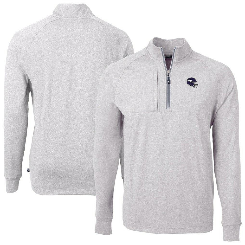 NFL Minnesota Vikings Cutter & Buck Big & Tall Adapt Eco Raglan Quarter-Zip Jacket