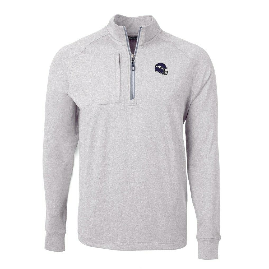 NFL Minnesota Vikings Cutter & Buck Big & Tall Adapt Eco Raglan Quarter-Zip Jacket
