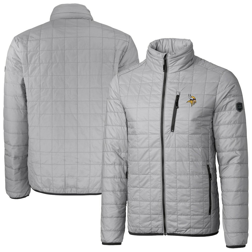 NFL Minnesota Vikings Cutter & Buck Big & Tall Rainier PrimaLoft Eco Insulated Full-Zip Hoodie Puffer Jacket
