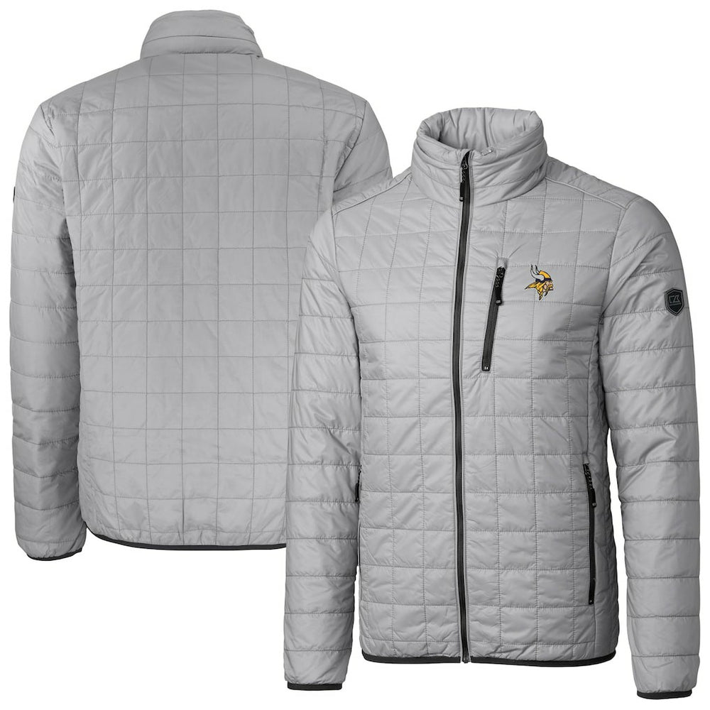 NFL Minnesota Vikings Cutter & Buck Big & Tall Rainier PrimaLoft Eco Insulated Full-Zip Hoodie Puffer Jacket