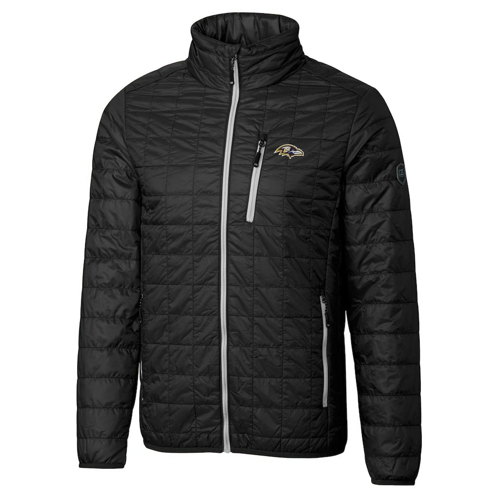 NFL Baltimore Ravens Cutter & Buck Big & Tall Rainier PrimaLoft Eco Insulated Full-Zip Hoodie Puffer Jacket