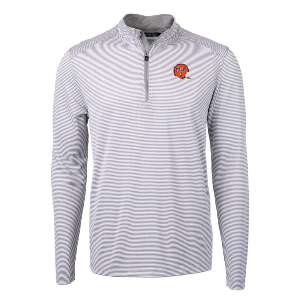 NFL Cincinnati Bengals Cutter & Buck Big & Tall Virtue Eco Pique Micro Stripe Tri-Blend Quarter-Zip Jacket